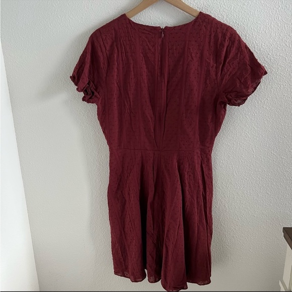 Madewell Button Front Swing Dress Swiss Dot Maroon Medium - Picture 2 of 3